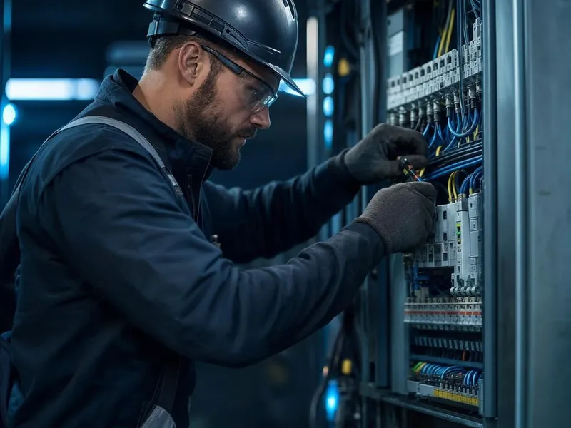 Elektrický rozvádzač s ističmi a označenými káblami
